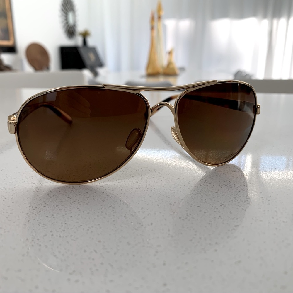 Women’s Oakley Feedback Aviator Sunglasses 4079-11 Gold Frame/Brown Lense